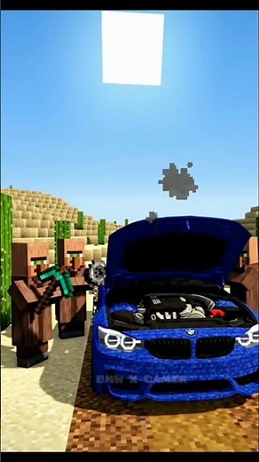 Minecraft Villagers Repair a BMW M4 in the Desert! 🏜️ #bmw #minecraft #bmwm #bmwm5