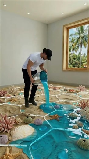 He turned his house into an Indoor beach