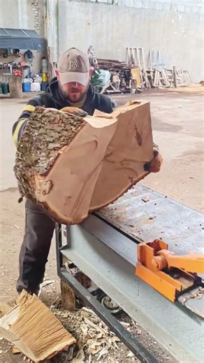 Massive Log Split in Seconds 😱 #shorts #woodworking #skills #woodsplitting