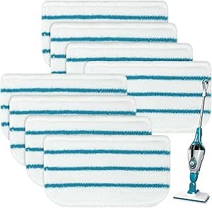8 Pack Steam Mop Pads Replacement Compatible with Black+Decker Steam Mop SM1600, SM1610, SM1620, HSM13E1, HSMC1300FX, HSMC1321, HSMC1361SG SMP20 Black and Decker Steam Mop Pads for Floor Cleaning