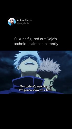 Anime Shots on Instagram: "Sukuna vs Gojo 🎥 Anime: Jujutsu Kaisen 🏷️ Genres: Action • Supernatural • Dark Fantasy • Shounen 📅 Aired: 2020 📺 Episodes: 24 📜 Synopsis: Idly indulging in baseless paranormal activities with the Occult Club, high schooler Yuji Itadori spends his days at either the clubroom or the hospital, where he visits his bedridden grandfather. However, this leisurely lifestyle soon takes a turn for the strange when he unknowingly encounters a cursed item. Triggering a chain 