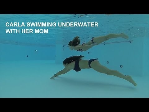 Carla Underwater swimming with mom like Mermaids