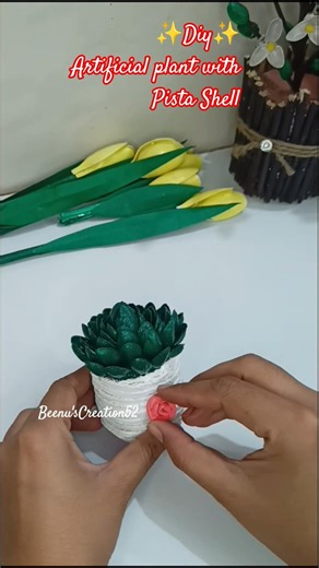 Diy Artificial plant with Pista Shell / Planter with Waste bottle #diy #shorts #craft #viral