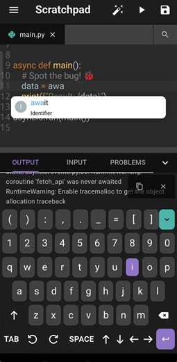 Python Pro Challenge: Can You Spot the Async/Await Bug? 🐍🐞 #coding #python #programming #shorts