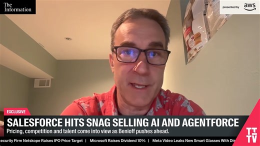 The Information's Kevin McLaughlin on why Salesforce’s AI software is struggling to find customers: "Nine months in, less than 5% of the 150,000 plus global Salesforce customer base is paying for AgentForce." “The ROI is a little bit murky for a lot of companies.” Watch the full episode on https://bit.ly/3Vne60z | The Information