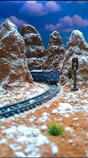 Snow-Covered Train Journey Diorama | Realistic Miniature Railway Scene"