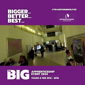 SAVE THE DATE!! Bigger, Better, Best... We are excited to announce our BIG Apprenticeship Event, which will again boast over 70 exhibitors. The event will take place on Thursday, 8th February 2024, from 5:00 pm to 8:00 pm at Hartlepool College of Further Education. Come and find out why we are the only college north of London awarded 'Outstanding' by Ofsted for our Apprenticeship Provision, and why we were chosen as one of only thirteen institutions in England to be granted Apprenticeship Expert