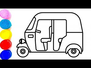 How to draw a auto rickshaw step by step || auto rickshaw drawing easy || auto rickshaw drawing