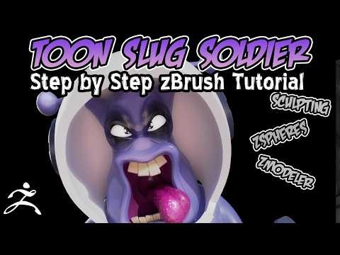 Sculpting a Wacky Toon Alien Slug Soldier (Organic & Hard Surface 3D Modeling)