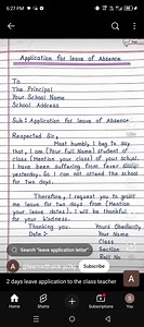 Write an application for leave of absence addressed to the scho... | Filo