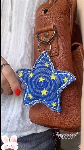 Cute DIY idea jean star Keychain