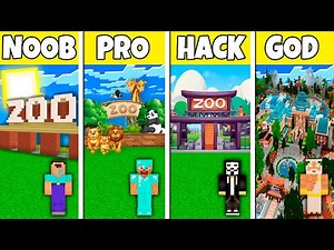 Minecraft Battle: NOOB vs PRO vs HACKER vs GOD ZOO BUILD CHALLENGE in Minecraft