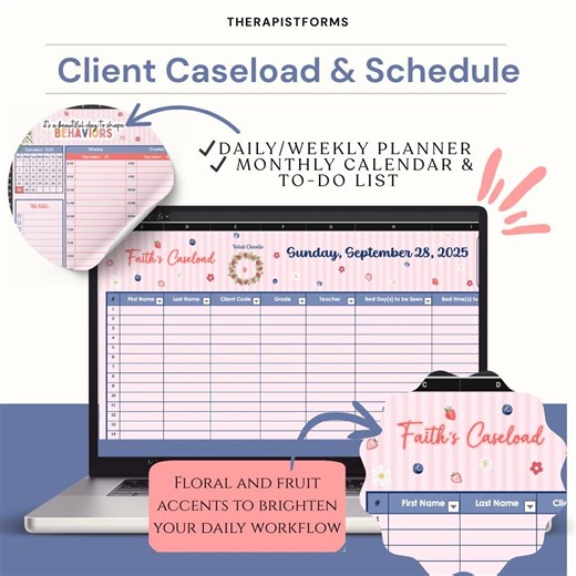 Berry Organized Excel Caseload Tracker | School Counselor Planner | Therapist Excel Sheet | Social Worker Caseload Manager - Etsy