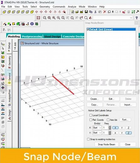 How to use the SNAP NODE IN STAAD PRO | STAAD for Beginners #staadpro #civilengineering #engineering