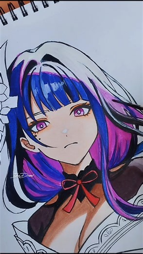 “Raiden Shogun Drawing 💜⚡ | Genshin Impact Anime Art”