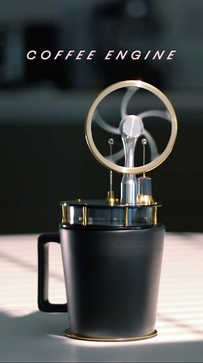 Art of Play on Instagram: "The spinning brass flywheel is powered by the heat from any mug of hot liquid. Tag your favorite coffee roaster for fun."