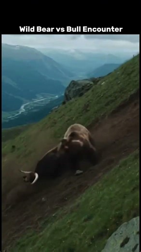 Intense Bear vs Bull Battle in the Mountains🐻🐂