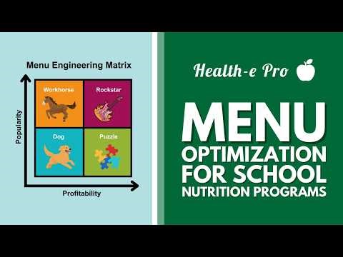 Menu Optimization in School Nutrition Programs - Expert Series