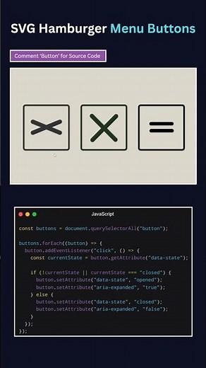 SVG Hamburger Menu Animations 🍔 | HTML CSS JavaScript #shorts