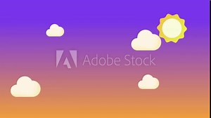 4k background animation Bright sunset sky with fluffy clouds and a shining sun. Ideal for weather, travel, or nature theme content