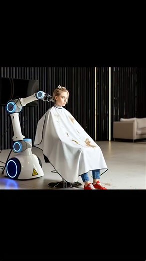 AI creativity hairstyle on Instagram: "Robot as barber"