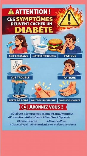 🚨 DIABÈTE : 8 SIGNES D’ALERTE QUE VOUS NE DEVEZ JAMAIS IGNORER !#Diabete#Symptomes#Sante#Prevention#