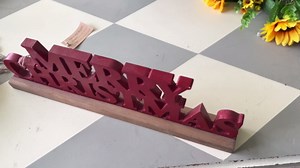 Rustic Red Merry Christmas Signs for Home Decor 16 Inches, Handmade Distressed Finish Farmhouse Noel Christmas Decor, Winter Wooden Sign for Tabletop Fireplace Mantel Bedroom Living Room