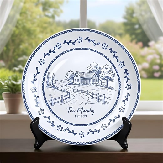Custom Keepsake Plate With Personalized Illustration, Home Venue People or Pet Portrait Plate, Unique Family Memory Gift P1226AFD0 - Etsy