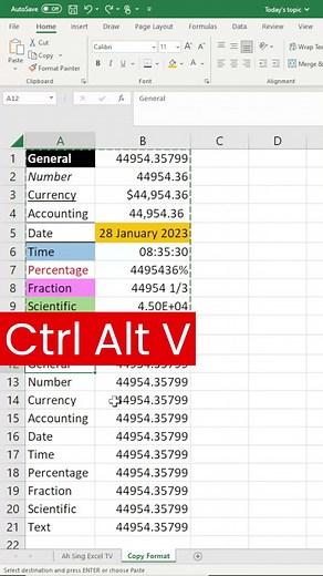 Copy format easily in Excel