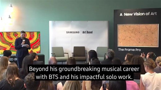 Introduction for namjoon 👤 As many of you know, BTS has not only dominated music charts worldwide but also garnered prestigious accolades. Beyond his groundbreaking musical career with BTS and his impactful solo work. RM is renowned as an art enthusiast and a collector, celebrated for his insightful perspectives on art. He is also recognized as an artnet Art innovator and a significant patron of the arts wirlding considerable influence in the art world. And now please once again, big applause f