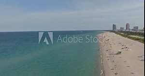 Downtown Miami. Miami skyline panorama. Aerial view of Miami Beach downtown. Florida Urban Downtown, landscape of coastal bay. Drone view, Cinematic video of Downtown Miami Beach.