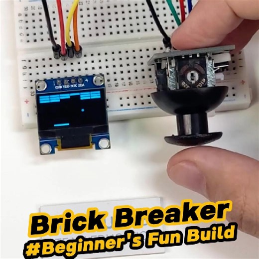 SunFounder Maker Education on Instagram: "Joystick-Controlled Brick Breaker on Arduino!#Arduino #OLEDGame #BreakoutGame #DIYArcade #JoystickControl #ArduinoProject #STEMEducation #TechDIY #MiniGame #RetroGaming #MakerProject #ArduinoGaming #ElectronicsFun #GameDevArduino #CodingForKids"