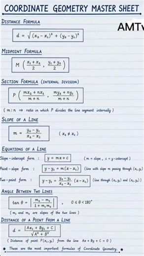 Coordinate Geometry Master Sheet 📐 | All Formulas & Concepts in One Place!