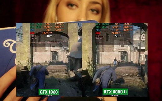 RTX 3050Ti 4G vs GTX 1060 6G 显卡对比1080P分辨率测试