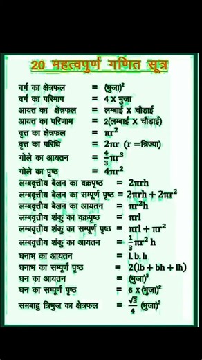 Area and perimeter basic Formula