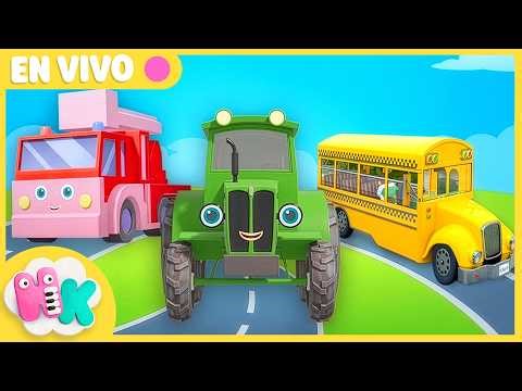 🔴 ¡EN VIVO 24/7! 🚌🎶 Canciones de Camión y Coches para Niños | Tractor & Ruedas del Autobús | HeyKids