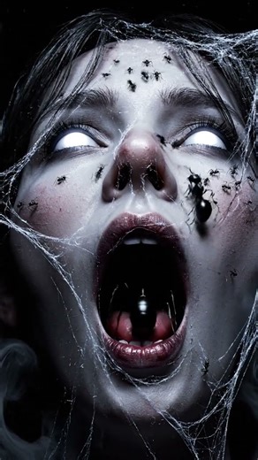 😱 Eerie Static Stare! 👁️‍🗨️ Pale Young Woman's Face Haunts in Low-Angle Horror! 💀