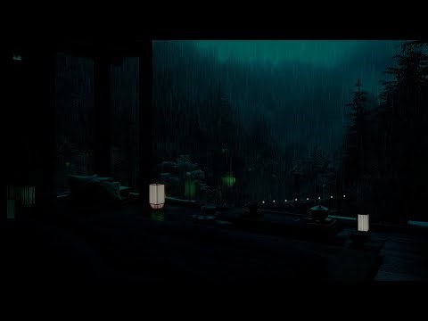 Winter Rain Sounds in a Dark Bedroom 🌧 (No Ads) | Cozy Forest Cabin Ambience for Sleep & Relaxation.