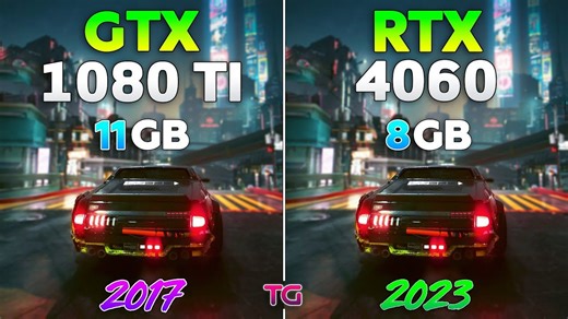 RTX 4060 vs GTX 1080 Ti | 2K分辨率8款游戏对比测试 | 作者：Testing Games