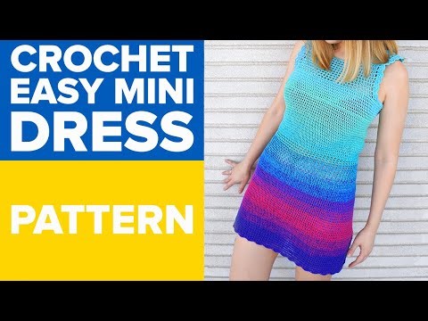 CROCHET EASY MINI DRESS / CROCHET SUMMER DRESS / CROCHET BEACH DRESS / CROCHET CASUAL DRESS