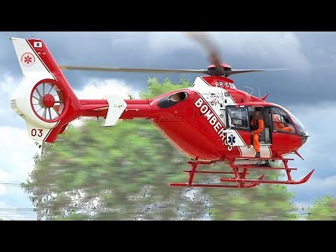 Aeromedical Helicopter EC-135 of Firefighters - Start-up and Take-off