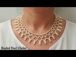 DIY Beaded Pearl Choker Necklace | मोती का चोकर नेकलेस कैसे बनाएं | Jewelry Making Tutorial #diy