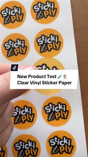 Clear Printable Vinyl Sticker Paper in Testing 🧪👨🏼‍🔬 at Stickiply HQ ✨ Is this something you would like to see? #transparentvinyl #stickerpaper #stickiply #clearvinyl