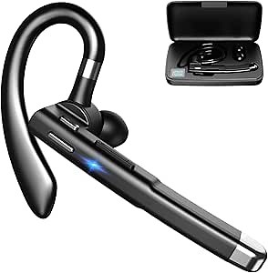 Bluetooth Headset One Ear Earphone Earpiece for Cell Phones Wireless Headset with Charging Case and LED Intelligence Display