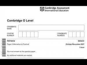 O Level Physics (5054) | Paper 4 (Variant 1) | October / November 2021 | Explained Solution