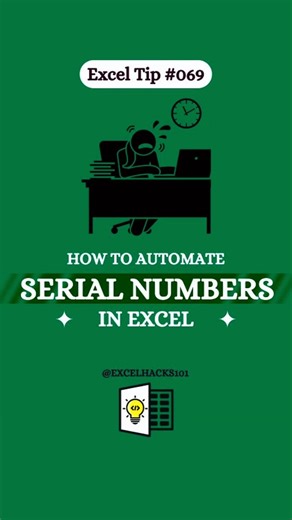 Excel मे Serial Number Automatic कैसे करे 🔥 | Auto Numbering Hindi #excel #tutorial #shorts #video .