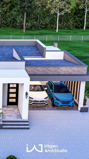 Aerial View of Modern Bungalow Design