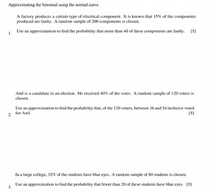 Approximating the binomial using the normal curve.A factory p... | Filo