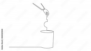 Animated self drawing of single continuous line drawing businessman's hand throwing away broken magnifier. Doesn't have optics. Cannot be used for research and searching. Full length animation