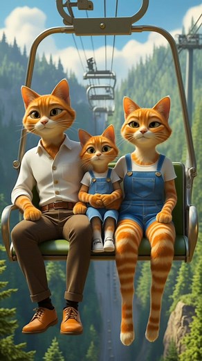 Cute Cat Family Cartoon Adventures